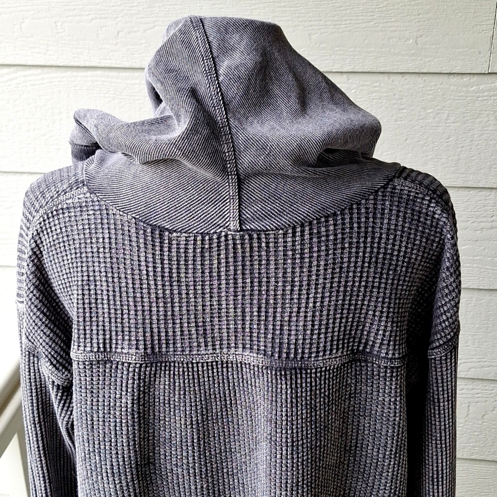 Free People FP One Axel Hoodie Wrap Front Waffle Knit Swratshirt Sz M Oversized - Picture 5 of 10